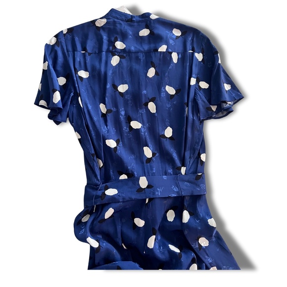 Lauren Ralph Lauren Floral Jacquard Midi Dress Blue/White Size 8 NWT #eventstyle - Picture 2 of 7